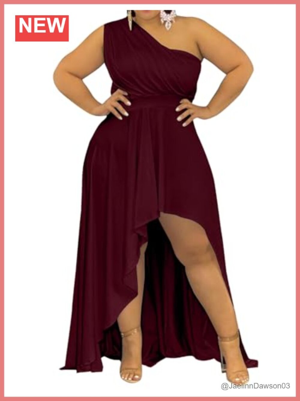 Plus Size One Shoulder High Low Maxi Dress Ruched Formal